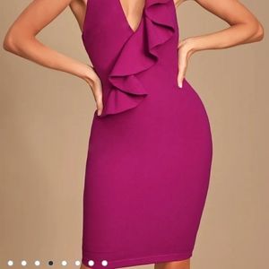 NWT Lulu's Magenta Halter Bodycon Dress